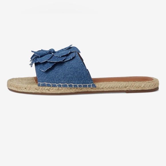 NEW Lucky Brand Baricha Denim Floral Slide Sandals Sz 10 - Picture 6 of 7